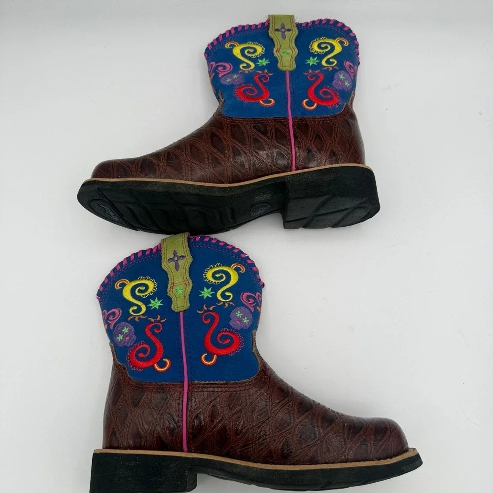 Kids‎ Ariat Showbaby Fiesta Sugar Skull Blue Western Cowboy Cowgirl Boot Size 4